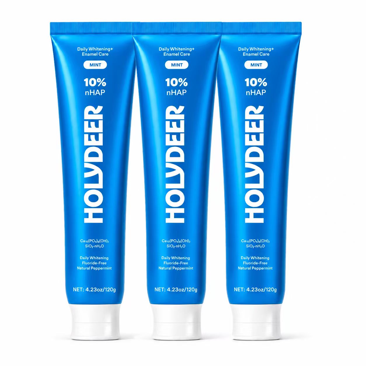HOLYDEER 10% nHAP mint toothpaste, three 120 g tubes