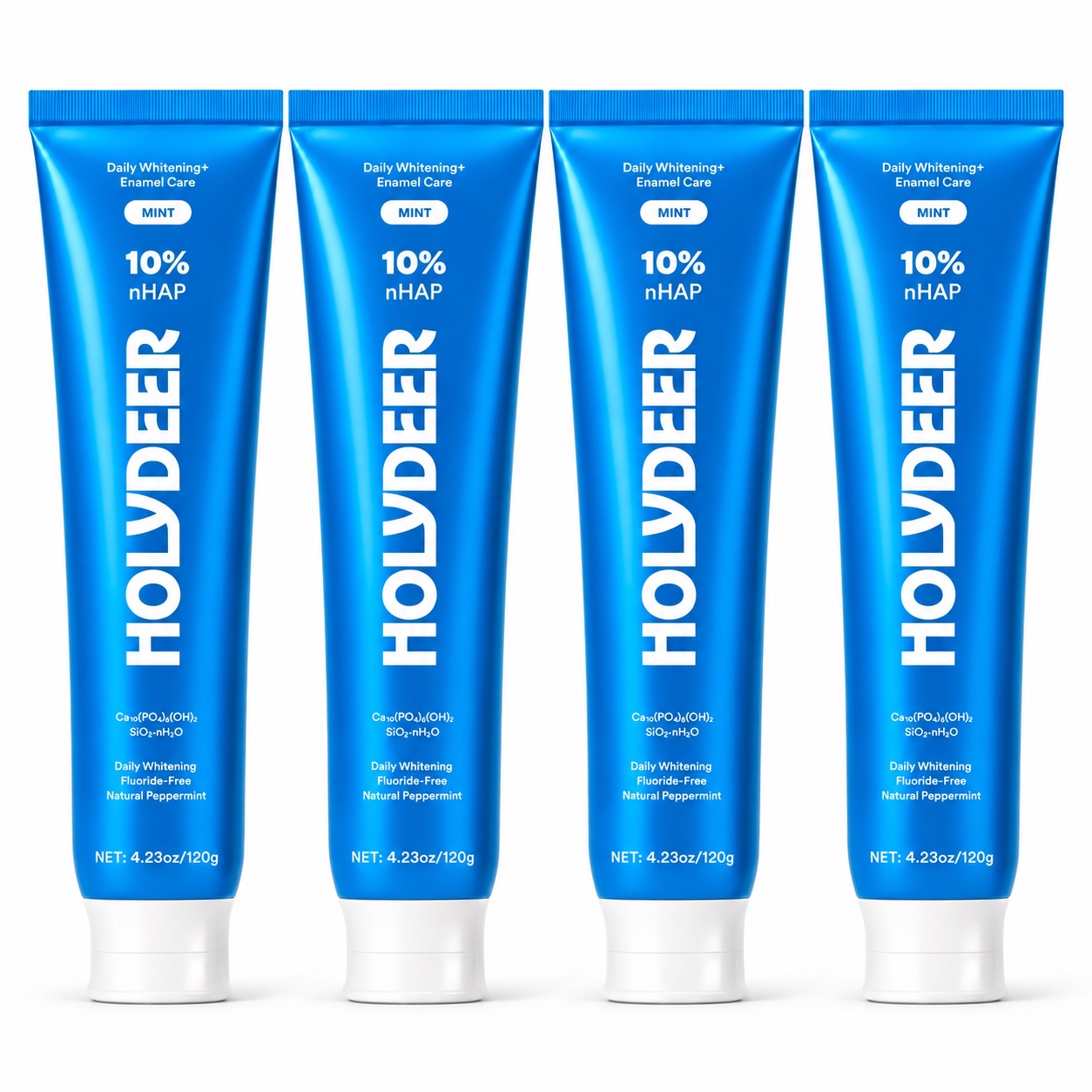HOLYDEER 10% nHAP mint toothpaste, four 120 g tubes