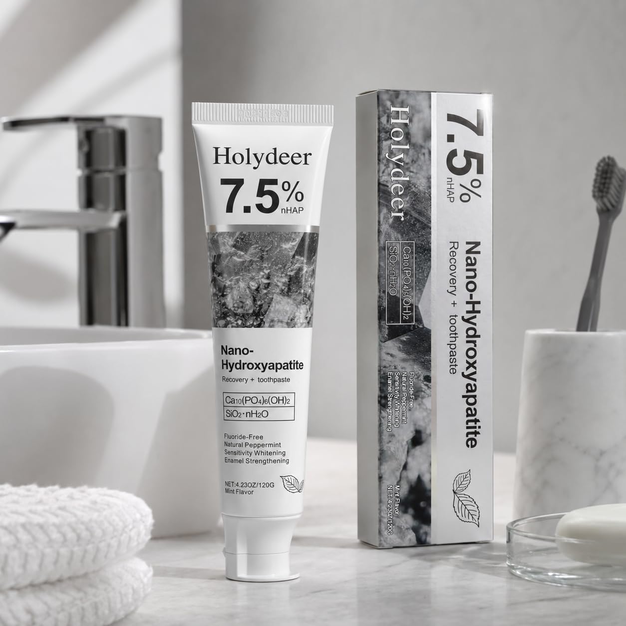 Holydeer gray-white toothpaste package detail