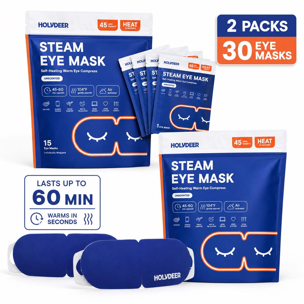 Holydeer Steam Eye Mask 30 masks, two bags
