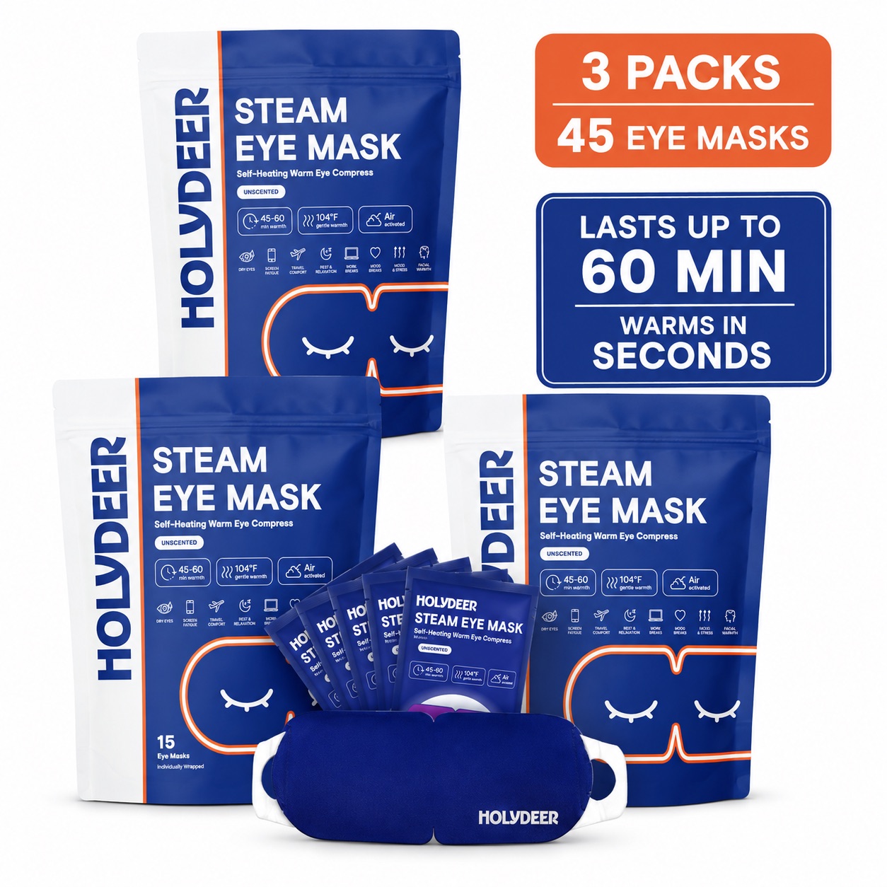Holydeer Steam Eye Mask 45 masks, three bags