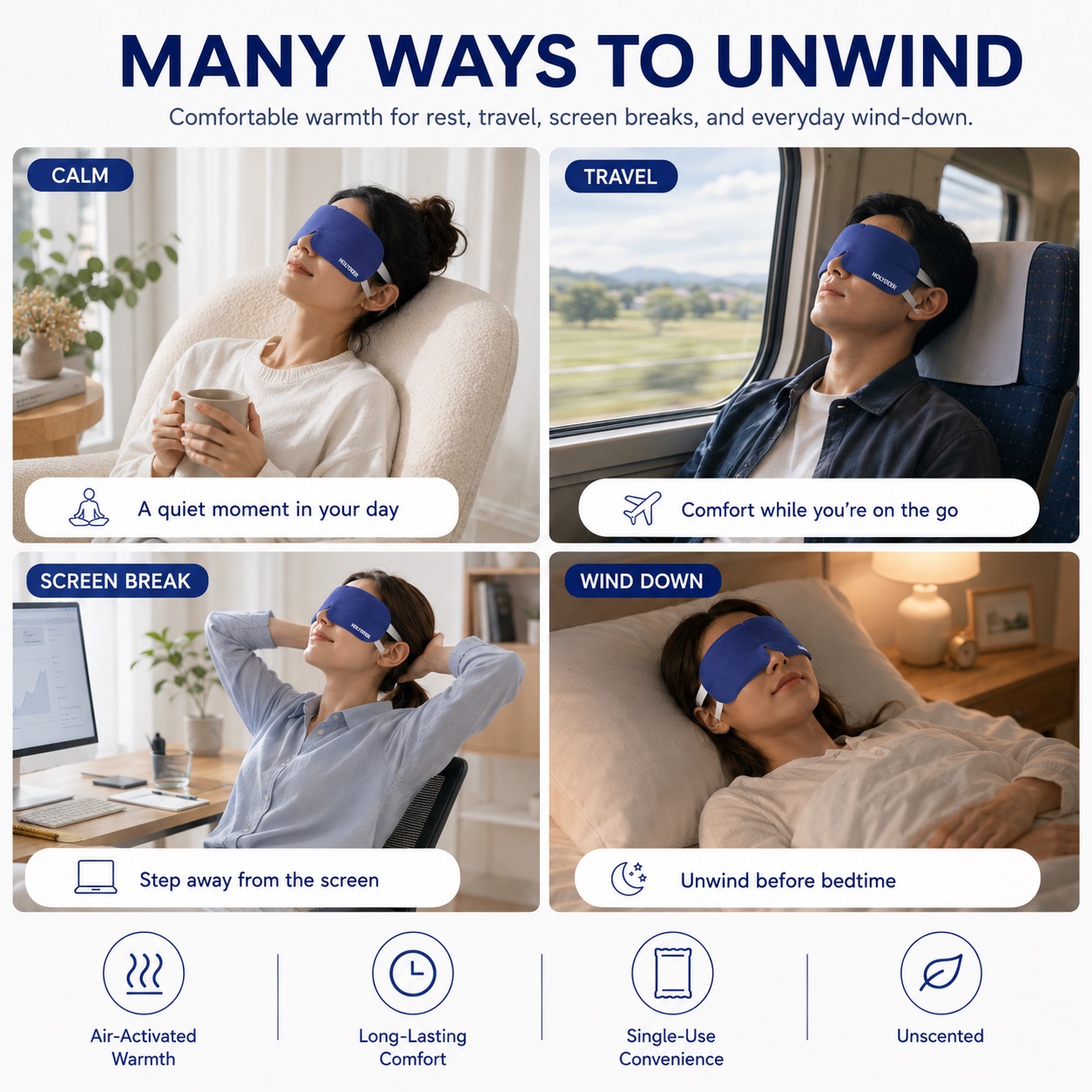 Holydeer steam eye mask for calm, travel, screen breaks, and wind-down